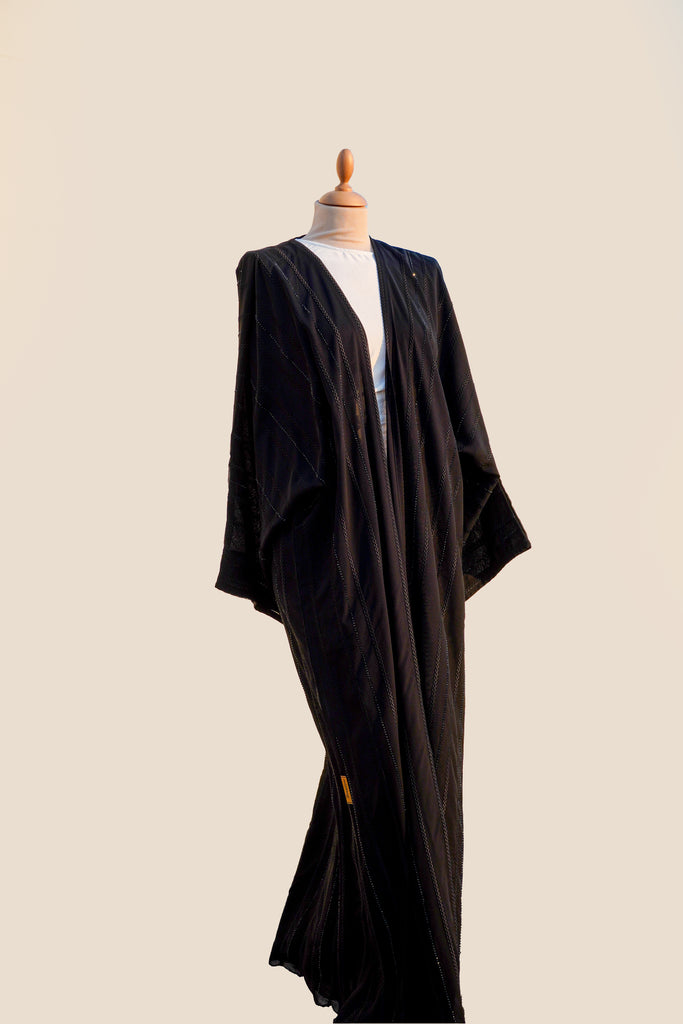 Black Stone Work Abaya - SP 283