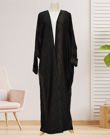 BAHRANI ABAYA WITH WAVY SELF PRINT