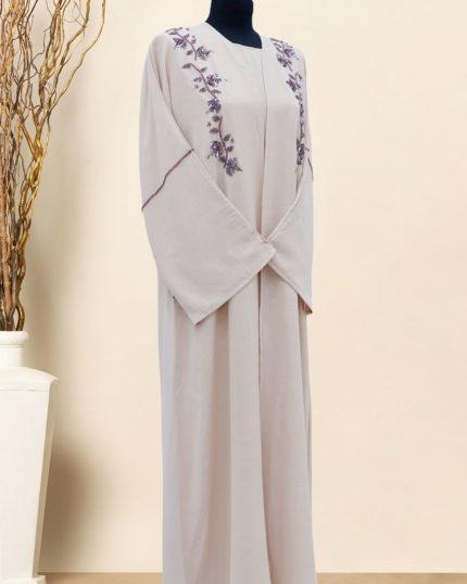 Beige cy with shoulder brown embroidery and inner