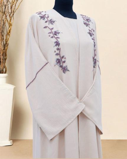 Beige cy with shoulder brown embroidery and inner