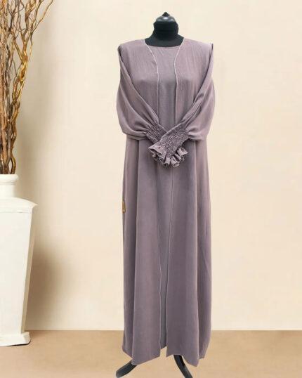 BROWN GATHERED SLEEVE WITH INNER
