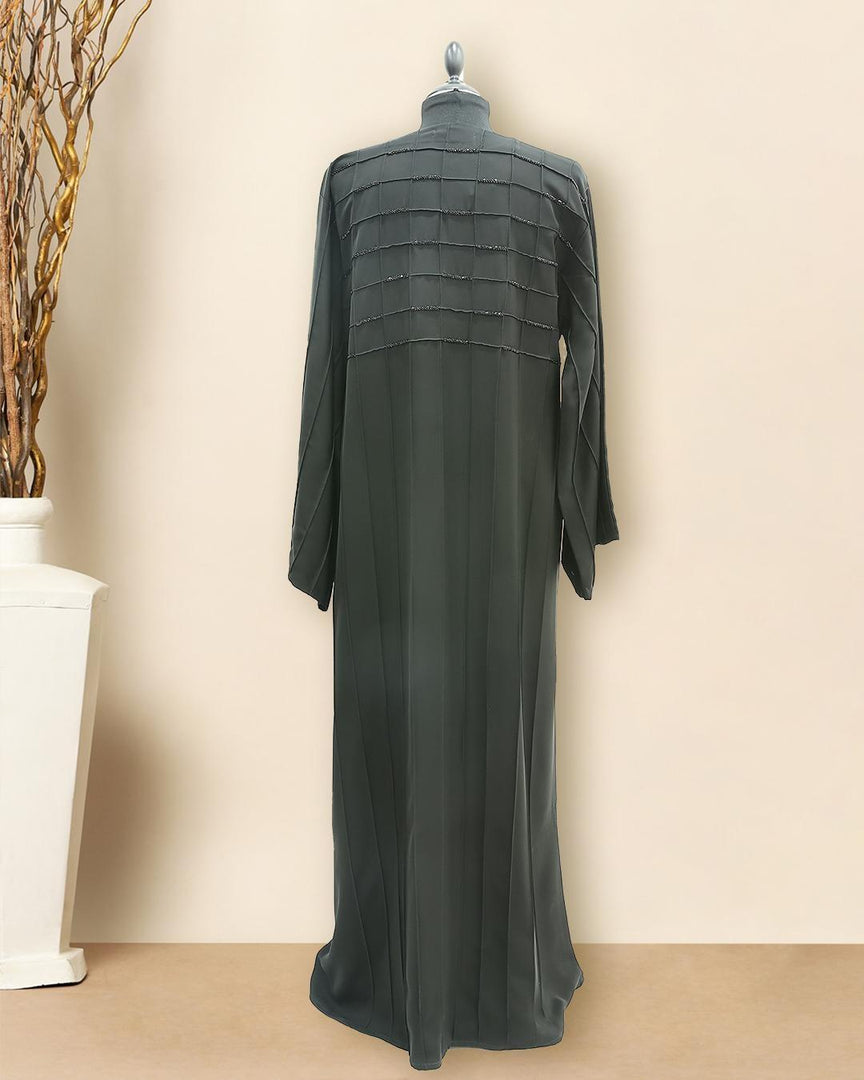 CHECKED PINTUCKS WITH EMBROIDERY BLACK NIDA ABAYA