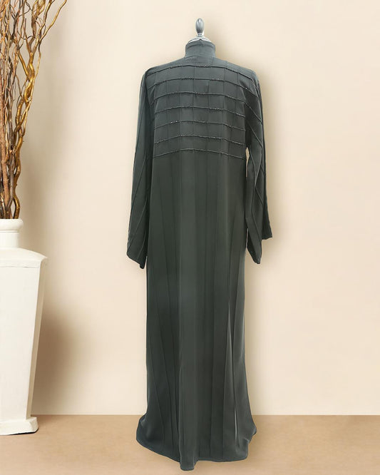 CHECKED PINTUCKS WITH EMBROIDERY BLACK NIDA ABAYA