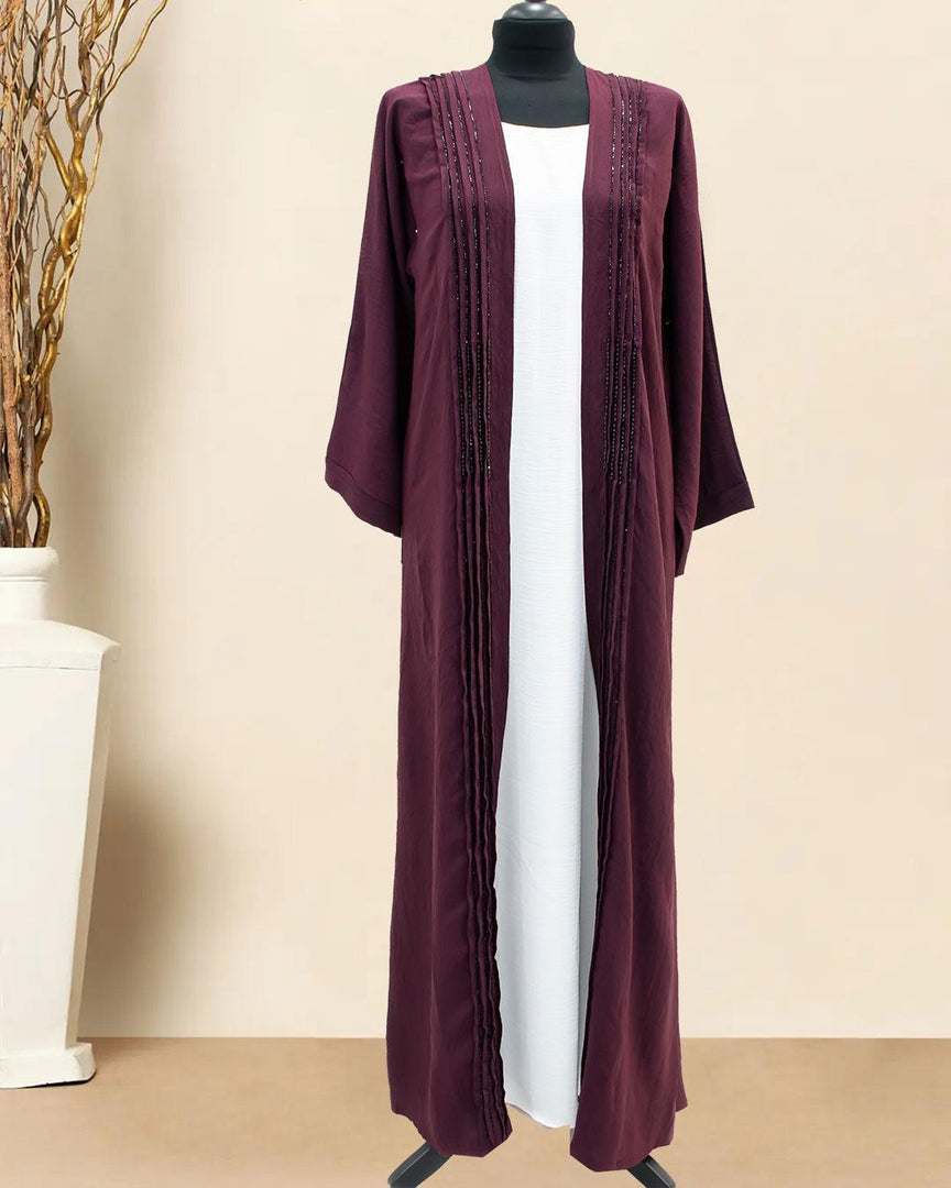 MAROON PIN TUCKS WITH EMBROIDERY ON TOP