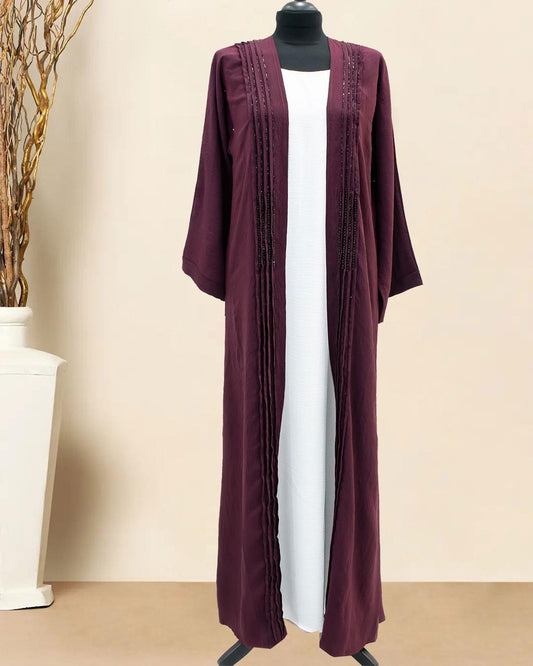 MAROON PIN TUCKS WITH EMBROIDERY ON TOP