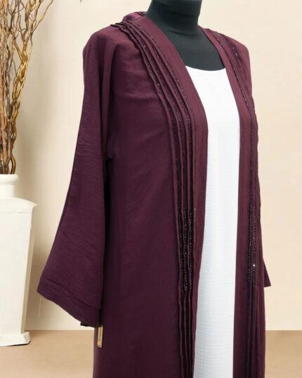 MAROON PIN TUCKS WITH EMBROIDERY ON TOP